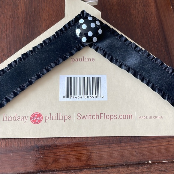 Lindsay Phillips size large Pauline Switch Flop Strap black with white polka dot - Picture 3 of 3